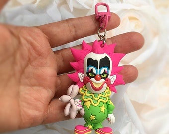 Clown Colorful KeyChain | Spirit Halloween Klown Figural | Bag Clip backpack | hard Rubber | Clown Shape Key Chains