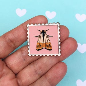 Moth Enamel Pin, Pink Stamp Moth Cute Enamel, collector Insect Pin,  Insect Accessory, gift for her