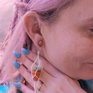 Succulent Plant Mini Macrame Earrings, Hand-Painted Terracotta Pots, Boho Cottagecore Jewelry, Botanical Dainty Earrings, Plant Lover Gift image 10