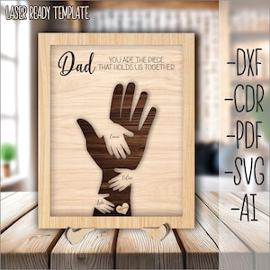 Personalized Fathers gift hand Sign SVG, Family hands sign svg, Gift for Dad, Fathers Day Gifts svg, Glowforge svg files, Laser cut files
