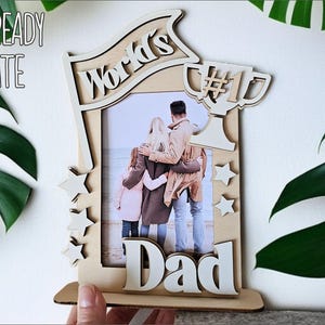 Najlepsza na świecie ramka na zdjęcia dla taty, plik wycinany laserowo | Prezent na Dzień Ojca | Drewniana rama DIY | Pobieranie cyfrowe | CNC, Glowforge, SVG, dxf, cdr, 3 mm