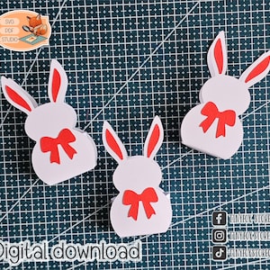 Lime à découper - Bonbonnière lapin | Bonbonnière de Pâques | Boîte cadeau de bonbons | Cricut, Silhouette | Emballage de Pâques blanc et rouge