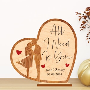 SVG Laser Cut File, Anniversary SVG File, Laser Valentines Day Cut File, Line Art Couple Sign SVG, 3D Layered Valentines Day Shelf Sign File
