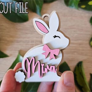 Bunny Keychain SVG | Easter Bunny Tag | Laser Cut Bunny Keychain | Cute Bunny Gift | Glowforge Keychain File | Digital Download