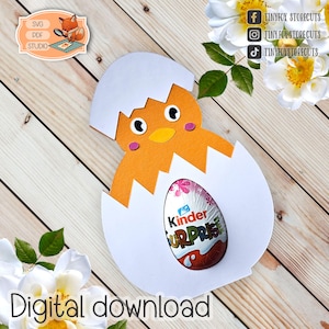 Cutting File – Hatching Chick Egg Holder Gift Box | Easter Decor | Cricut, Silhouette | DIY Chocolate Egg Packaging Template EGG KIND
