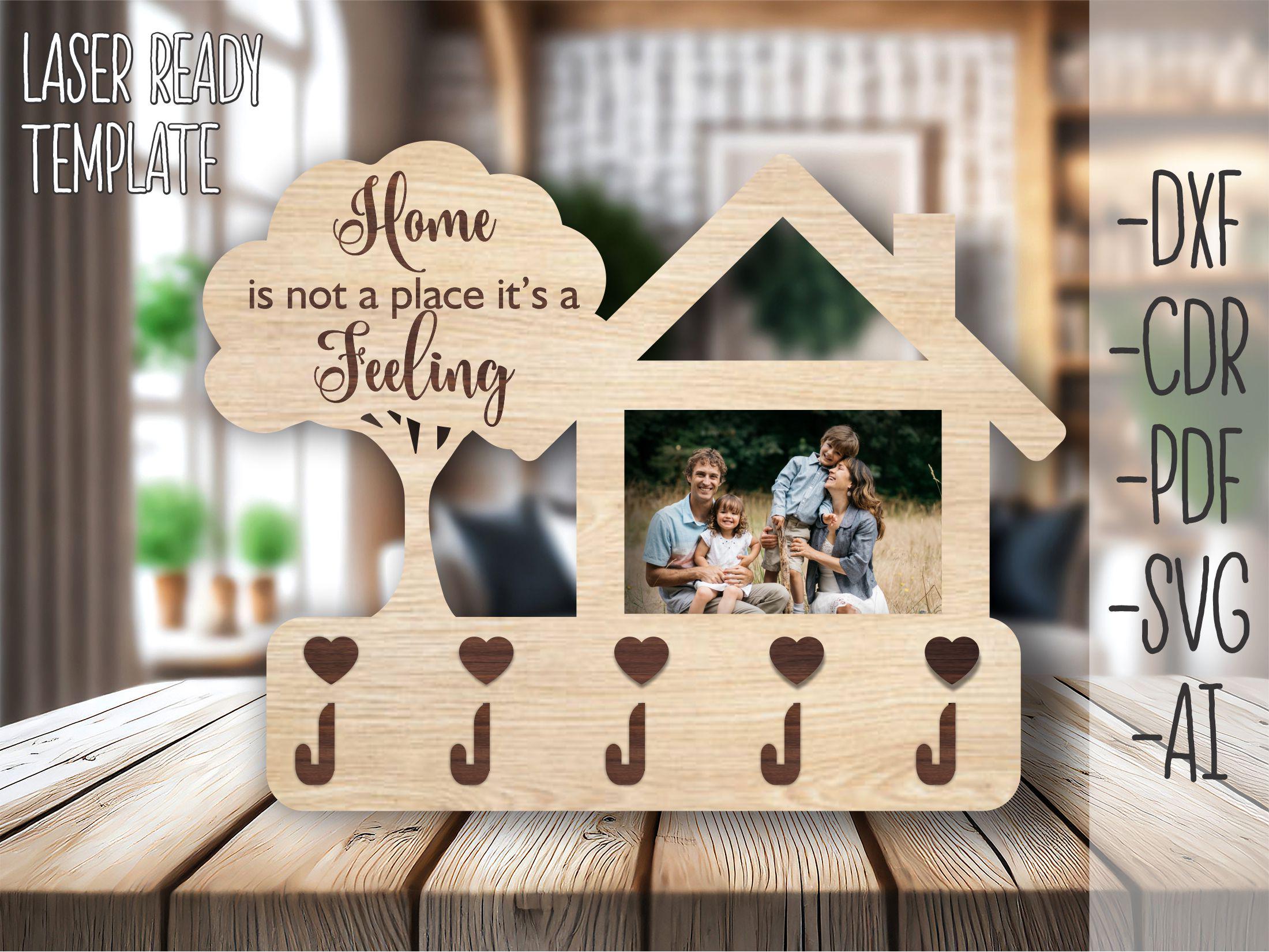 Layered house key holder laser cut bundle, hanging house keychain holder, home decor, wall keyring hanger, key keeper svg