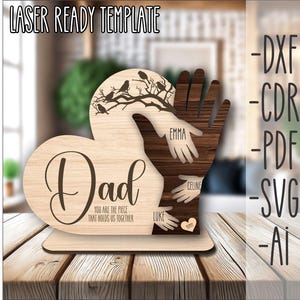 Personalized Fathers gift hand Sign SVG, Family hands sign svg, Gift for Dad, Fathers Day Gifts svg, Glowforge svg files, Laser cut files