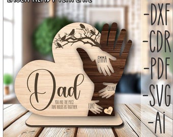Personalisierte Väter Geschenk Handzeichen SVG, Familie Hände Zeichen SVG, Geschenk für Papa, Vatertagsgeschenke svg, Glowforge svg Dateien, Laser geschnitten Dateien