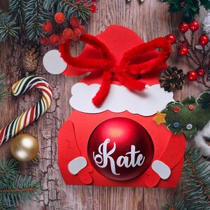 Bola de regalo de Papá Noel de Navidad, plantilla de bola de Papá Noel personalizada para bola pequeña de 5,5 a 6 cm, embalaje con temática navideña/SVG, estudio y PDF