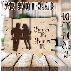 SVG Laser Cut File, Anniversary SVG File, Line Art Couple Sign SVG, 3D Layered Valentines Day Shelf Sign File, Laser Valentines Day Cut File