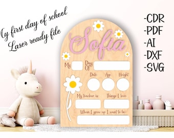 First Day Of School Sign SVG, Cdr, School Board SVG, Back To School Sign Laser File, First Day School Sign Laser File, DXF