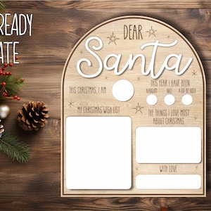 Liebes Santa Board Laser Cut Datei, Brief an Santa Zeichen SVG, Glowforge Digitaler Download, Brief an Santa Zeichen SVG, trocken abwischbares Weihnachtszeichen svg