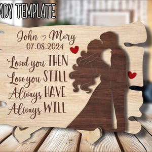 SVG Laser Cut File, Anniversary SVG File, Laser Valentines Day Cut File, Line Art Couple Sign SVG, 3D Layered Valentines Day Shelf Sign File