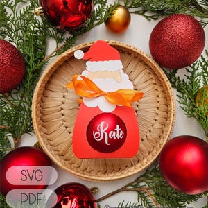 Bola de regalo de Papá Noel de Navidad, plantilla de bola de Papá Noel personalizada para bola pequeña de 5,5 a 6 cm, embalaje con temática navideña/SVG, estudio y PDF