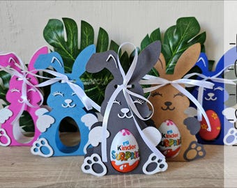 Lapin de Pâques Kinder Egg Box SVG | Joli modèle de porte-oeufs en chocolat pour Cricut Silhouette | Fichier de découpe pour papier cartonné