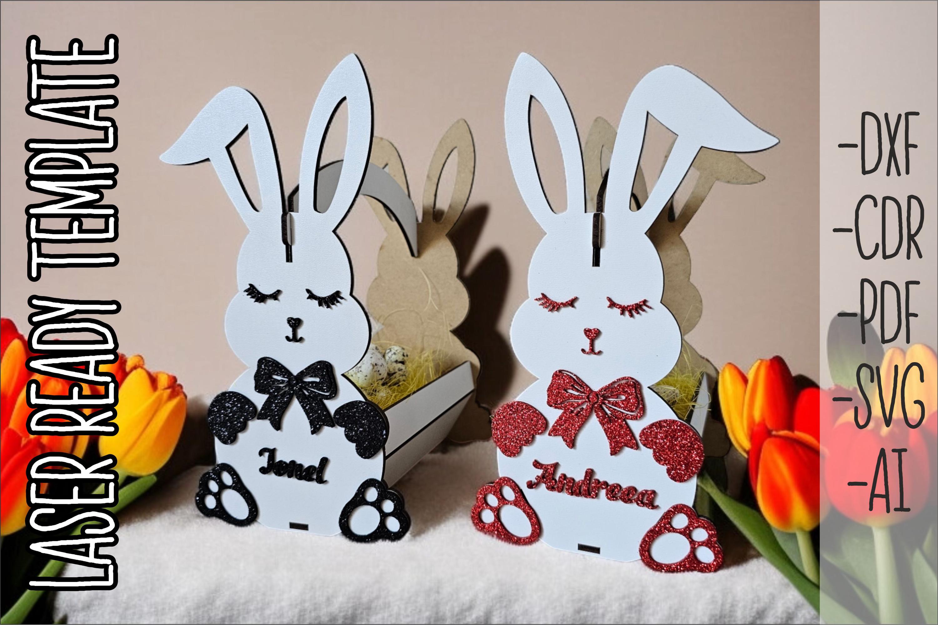 Easter Bunny Basket SVG Laser Cut File | Cute Rabbit Basket Template ...