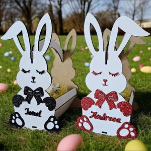 File SVG per taglio laser del cestino del coniglietto pasquale / Modello per cestino del coniglio carino per 3 mm / Porta uova di Pasqua Glowforge / Download digitale