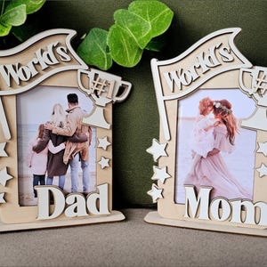 'S Werelds #1 mama en papa fotolijst lasergesneden bestand | Moederdag- en vaderdagcadeau | Houten lijst zelf maken | Digitale download | CNC, SVG, dxf, cdr
