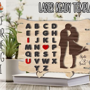 SVG Laser Cut File, Anniversary SVG File, Line Art Couple Sign SVG, 3D Layered Valentines Day Shelf Sign File, Laser Valentines Day Cut File