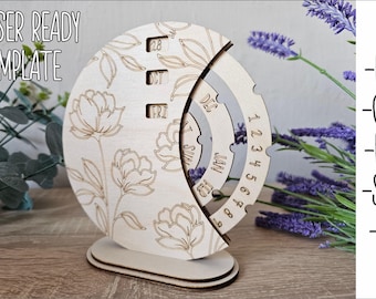 Calendar Laser Cut File, Perpetual Calendar Vector, Desktop Calendar, Home Decor, Office Decor, Table Decor, Laser Cut Files