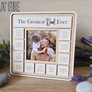 Marco SVG "El mejor papá de todos los tiempos" / Regalo del Día del Padre cortado con láser / Razones personalizables por las que amamos a papá / Regalo para papá