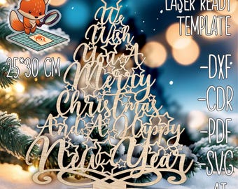 We Wish You A Merry Christmas Tree, Ornaments personalized laser cut file, Glowforge, instant download cricut