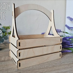 Kosz prezentowy wycinany laserowo SVG, kosz wielkanocny i świąteczny, pudełko na prezent świąteczny, szablon koszyka DIY, plik Glowforge, pobieranie cyfrowe