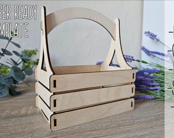 Laser Cut Gift Basket SVG, Easter & Christmas Basket, Holiday Gift Box, DIY Basket Template, Glowforge File, Digital Download