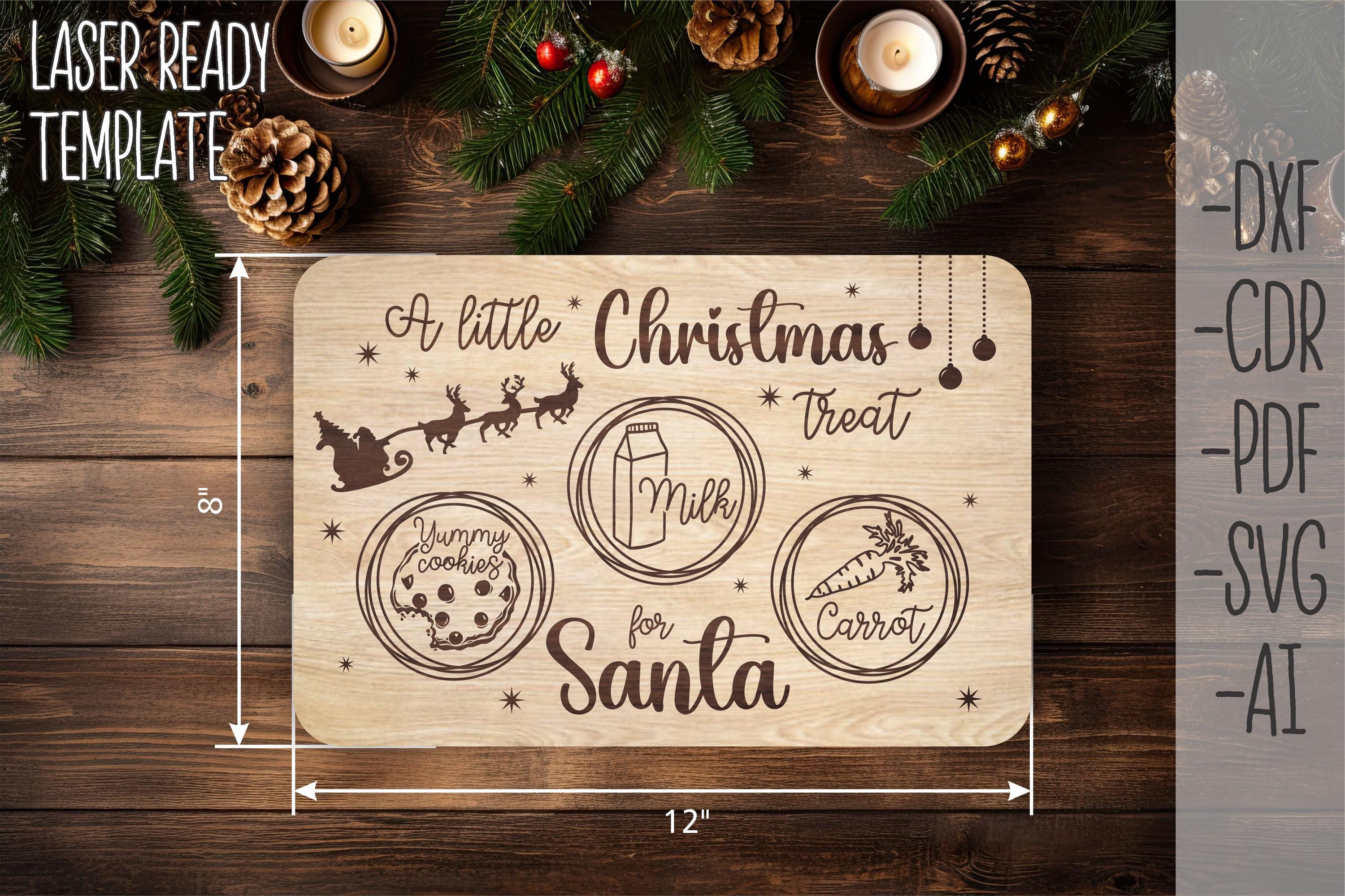 Weihnachtsplätzchentablett SVG Glowforge Laser geschnitten, Weihnachtsbehandelt für Santa Schneidebrett SVG-Datei für Laser, Weihnachtskekstablett SVG, Cricut