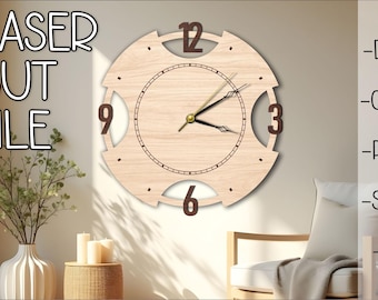 Minimalist Wall Clock SVG | Modern Clock Laser Cut File | Simple Clock Design | Glowforge SVG | CNC Cut File | Digital Download