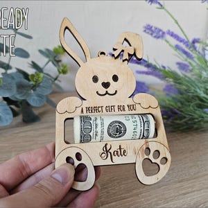 Wielkanocny Króliczek Pieniądze Holder SVG, Spersonalizowany Laserowo Cięty Prezent, DIY Wielkanocny Uchwyt Na Kartę Podarunkową, Plik Glowforge, Koperta Na Pieniądze, Dekoracja Króliczka