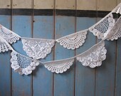 Vintage Doily Bunting. Wedding Bunting.  Crochet Vintage  doilies in Off White a 3m strand.
