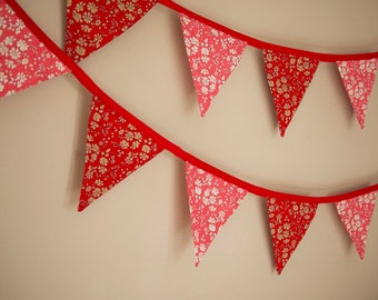 Red and Pink Liberty Floral Bunting - 3m Long