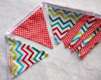 Kids Chevron and Spotty Bright Party Bunting - 3m Long