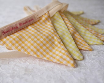 Tiny Yellow Party Gingham Bunting - 2.5m Long