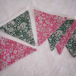 Pink & Green Liberty Cotton Bunting - Handmade Party Decor