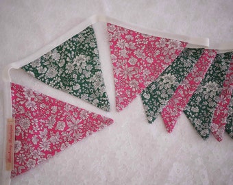 Pink and Green Liberty Cotton Bunting - 3m Long