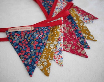Liberty Floral Bunting 3m Long | Handmade Tana Lawn Fabric | Nursery Decor | Wedding & Baby Shower Decoration | Housewarming Gift