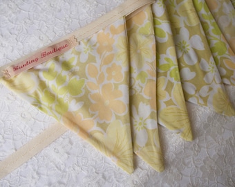 Retro Floral Yellow Bunting - 2.28m Long