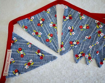 Vintage Fabric party Bunting - 3m Long