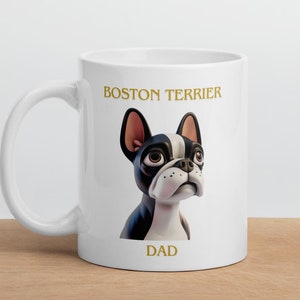 Mug Designs Cartoon Dog Mugs Color Changing Mugs 11 Ounce White Ceramic Boston Terrier Dog Mug Dad