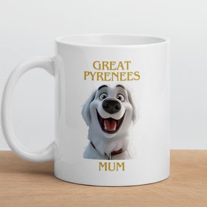 Personalized Cartoon Dog Breed Mugs Great Pyrenees 11 Ounce White Ceramic Mum Dog Mug