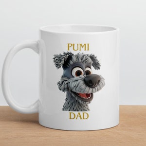 Unique Cartoon Dog Mugs For Sale Pumi 11 Ounce White Ceramic Dad Dog Mug