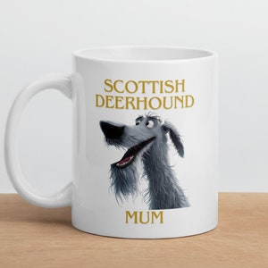 Cute Dog Mugs Scottish Deerhound 11 Ounce White Ceramic Mum Dog Mug