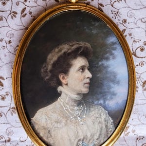 Antique Vintage Miniature Portrait Painting - Signed by Stein