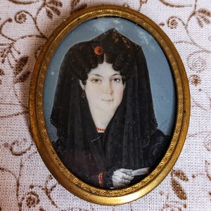 Antique Vintage Miniature Portrait Painting