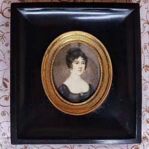 Antique Vintage Miniature Portrait Painting - Signed