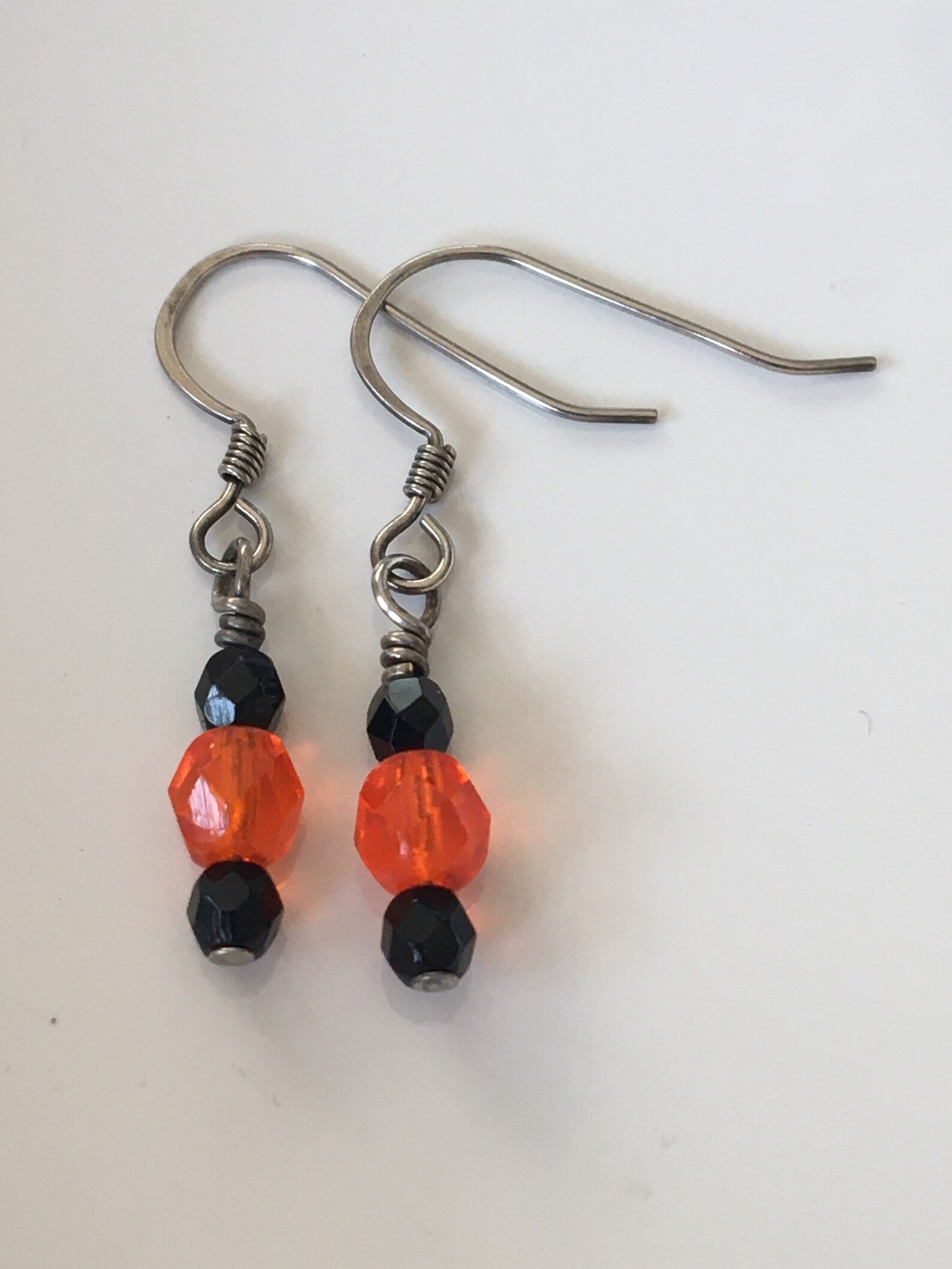 Black Orange Dangle EarringsHalloween EarringsOrange Black Etsy