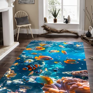 Tropical Fish Area Rug: Ocean Life, Durable Floor Covering