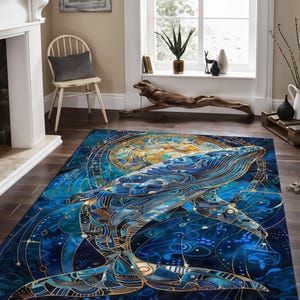 Whale Area Rug: Ocean Sea Life, Durable Floor Covering